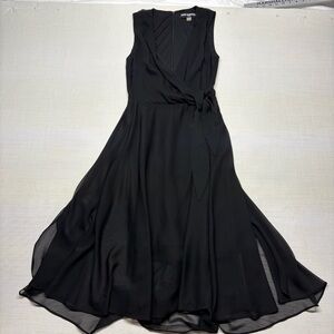 Karl Lagerfeld Paris Black Faux-Wrap Chiffon Cocktail Dress Size 2 Lined